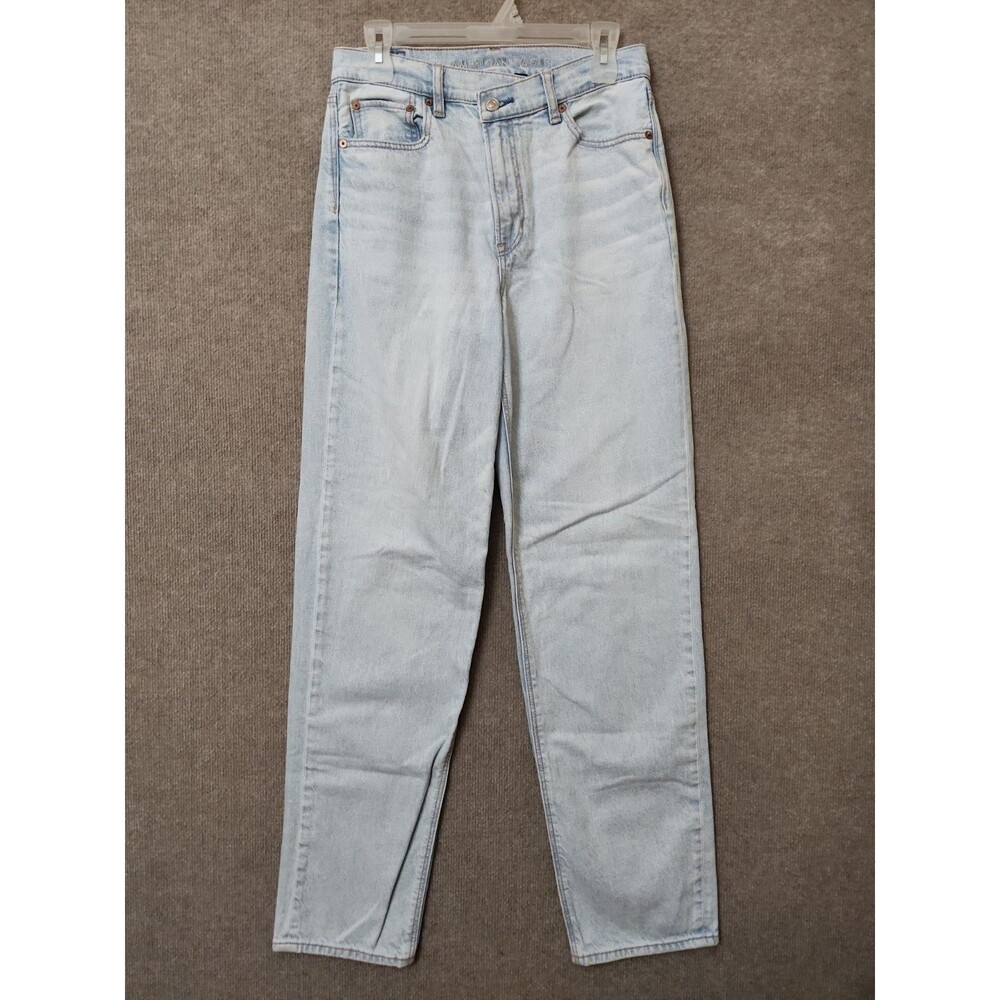 American Eagle Baggy Straight Jeans Womens 6 Long Blue Light Wash Strigid - Picture 3 of 11